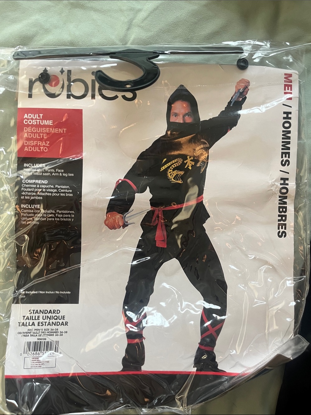 Rubie's Black Ninja 🥷🏿 Men’s Costume with Red Sash and Accents